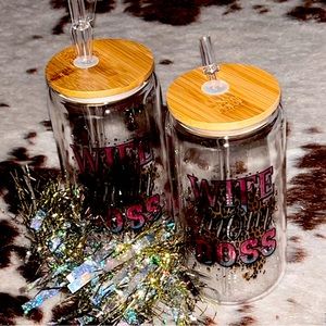 New Glass Jar cup with straw